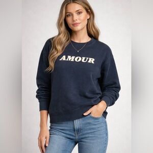 Sandro Amour Dark Blue Crewneck Sweater